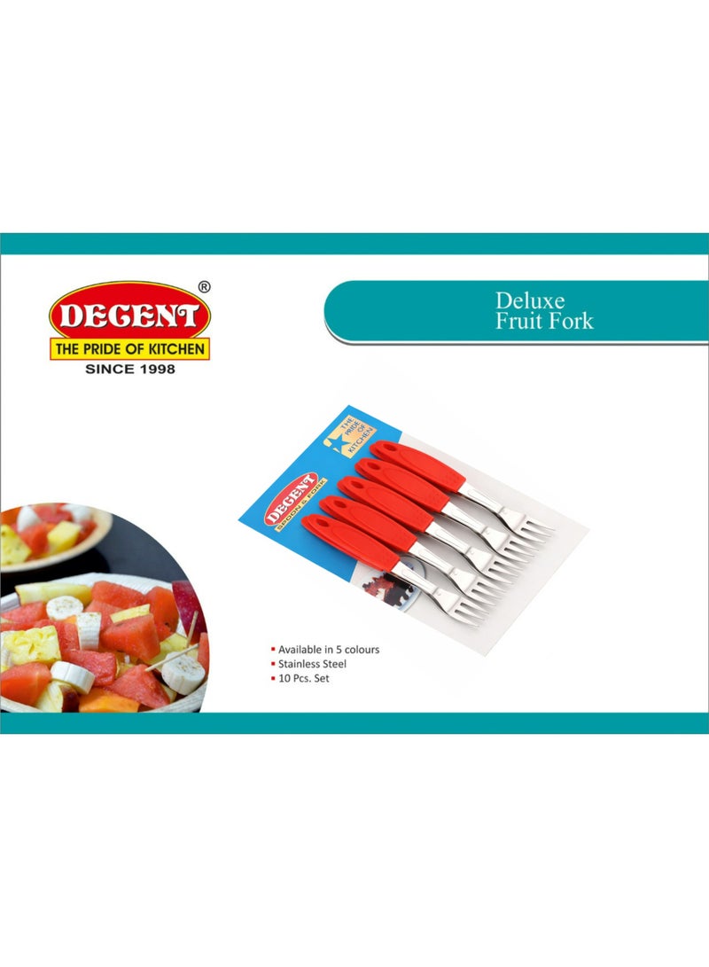Decent Deluxe Fruit Fork Set of 10 | Stainless Steel Forks | Ergonomic Handle | Mirror Finish | Dessert & Fruit Fork Set For Home, Kitchen, Restaurant, Dishwasher Safe - Image 3